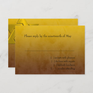 Bar Mitzvah Stylish Yellow Star of David Ombre RSVP Card
