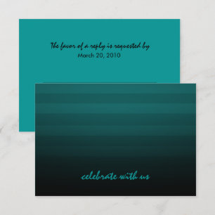 Bar Mitzvah Teal and Black Horizontal Stripe Invitation