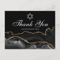 Bar Mitzvah Thank You Black Gold Star of David