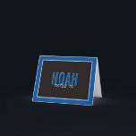 BAR MITZVAH thank you hebrew name white royal blue Card<br><div class="desc">by kat massard >>> https://linktr.ee/simplysweetpaperie <<< A simple, stylish way to say thank you to your guest's for attending your event. Setup as a template it is simple for you to add your own details, or hit the customise button and you can add or change text, fonts, sizes etc TIP...</div>