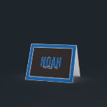 BAR MITZVAH thank you hebrew name white royal blue Card<br><div class="desc">by kat massard >>> https://linktr.ee/simplysweetpaperie <<< A simple, stylish way to say thank you to your guest's for attending your event. Setup as a template it is simple for you to add your own details, or hit the customise button and you can add or change text, fonts, sizes etc TIP...</div>