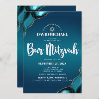 Bar Mitzvah Turquoise Ombre Agate Modern Script