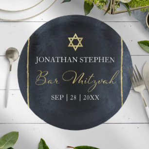 Bar Mitzvah Watercolor Paper Plates Abstract