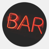 Bar Neon Sign Round Stickers