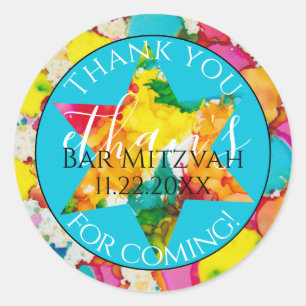 Bar or Bat Mitzvah Confetti Star Round Sticker
