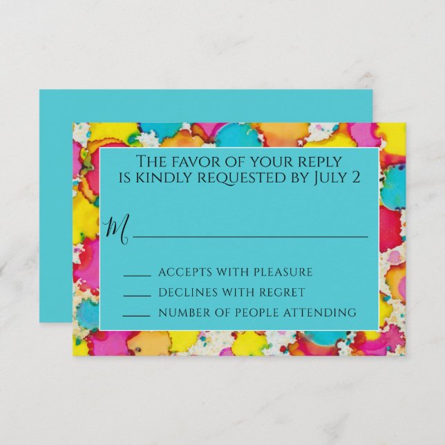 Bar or Bat Mitzvah RSVP A Splash of Colour Too (Front/Back)