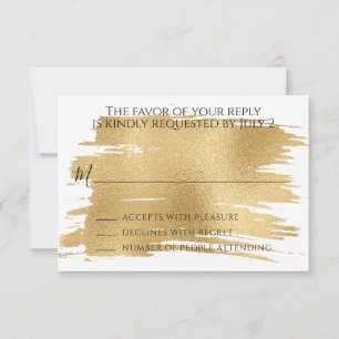 Bar or Bat Mitzvah RSVP Elegant Gold and Black Card