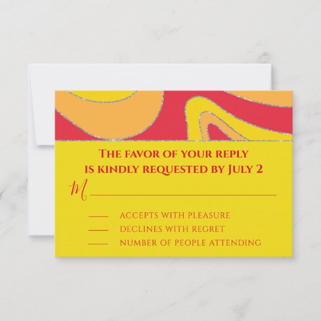 Bar or Bat Mitzvah RSVP Silvery Waves Card (Front)