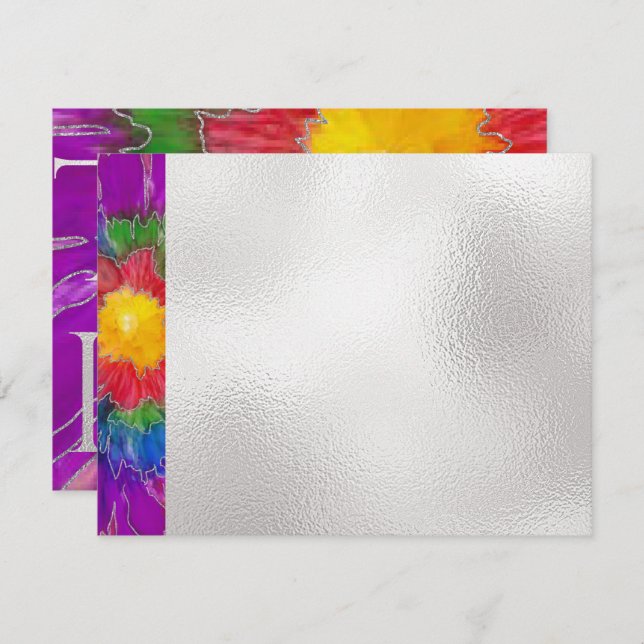 Bar or Bat Mitzvah Thank You Elegant Inked Florals (Front/Back)