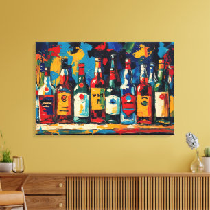 "Bar Shelf Bottle Collection" (Style 1) Canvas Print