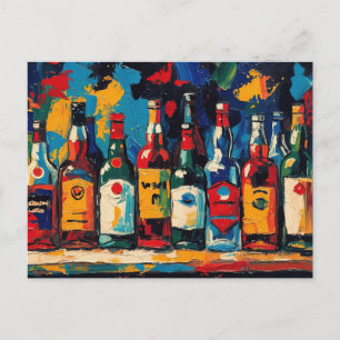 "Bar Shelf Bottle Collection" (Style 1) Holiday Postcard