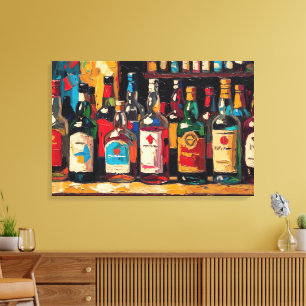 "Bar Shelf Bottle Collection" (Style 2) Canvas Print