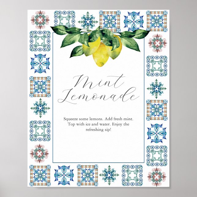 Bar Sign Lemons and Blue Amalfi Tile (Front)