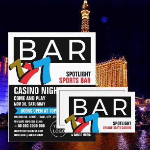 Bar Slot Machine, Casino Night, Gaming Industry Flyer