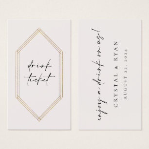 Bar Ticket Drink Token Wedding Reception Card C100