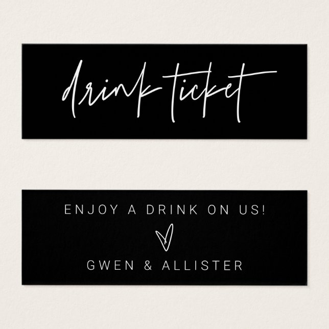 Bar Token Free Drink Ticket Wedding Reception Card (Front & Back)