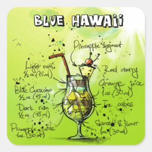 Bar Tropical Cocktail Recipe Square Sticker