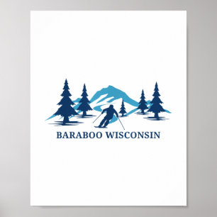 Baraboo Wisconsin Ski Resort Skiing Skier T-shirt_ Poster