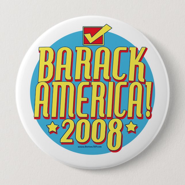 Barack America text 10 Cm Round Badge (Front)