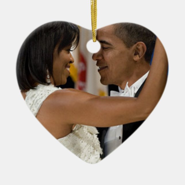 Barack and Michelle Obama Ceramic Tree Decoration (Front)