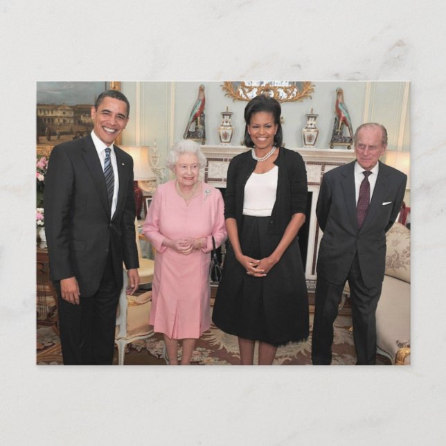 Barack and Michelle with Queen Elizabeth Postcard (Front)