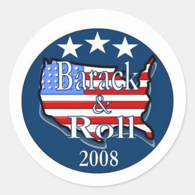 barack and roll classic round sticker (Front)