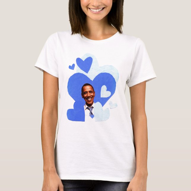 Barack collage women's navy ringer t-shirt (Front)
