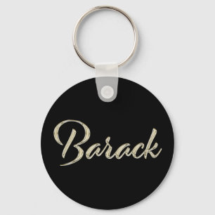 Barack Name whitegold Button Keytags Key Ring