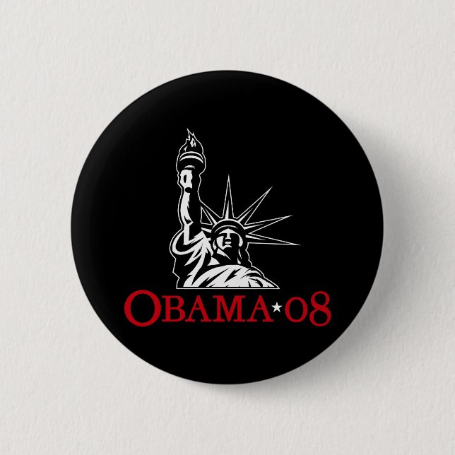 Barack Obama 2008 Statue of Liberty Button (Front)