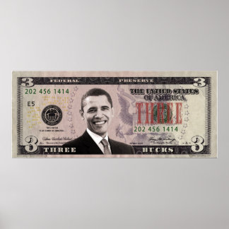 Barack Obama $3 Bill Poster