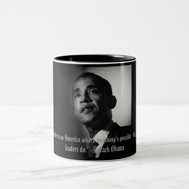 Barack Obama "Americans... still believe in a... Two-Tone Coffee Mug (Center)
