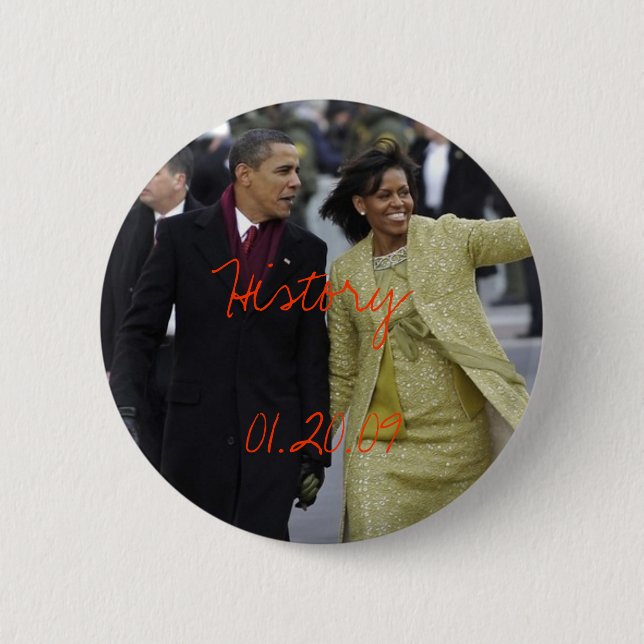Barack Obama and Michelle Inauguration Day 1/20/09 6 Cm Round Badge (Front)