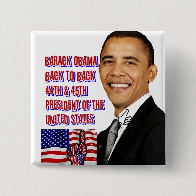 Barack Obama,Back To Back_ 15 Cm Square Badge (Front)