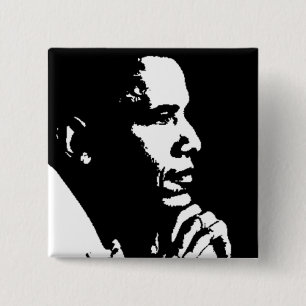 Barack Obama Black & White Profile 15 Cm Square Badge