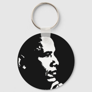 Barack Obama Black & White Profile Key Ring