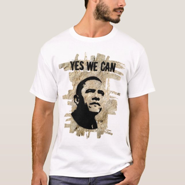 Barack Obama (Both sides) - Rock Stencil T-Shirt (Front)