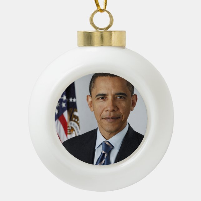 Barack Obama Ceramic Ball Christmas Ornament (Front)