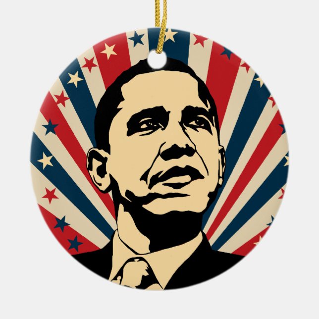 Barack Obama Ceramic Tree Decoration (Front)