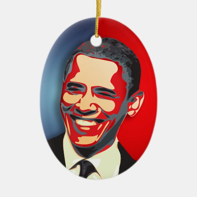 Barack Obama Ceramic Tree Decoration (Front)