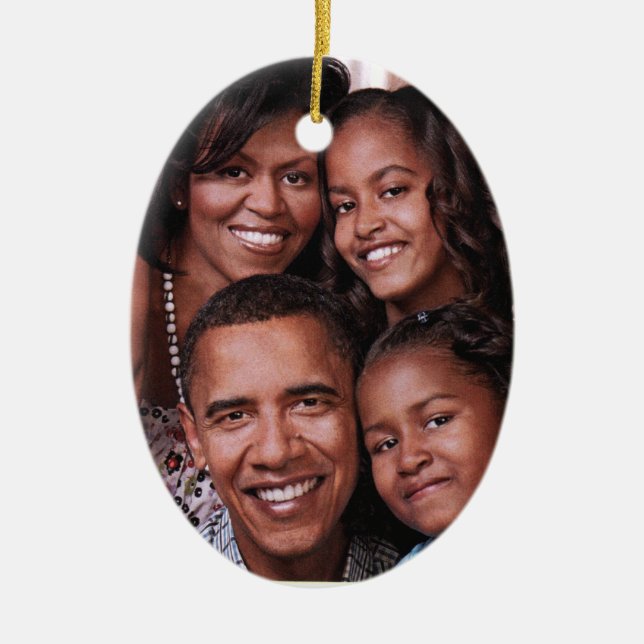 Barack Obama & family_ Ceramic Tree Decoration (Front)