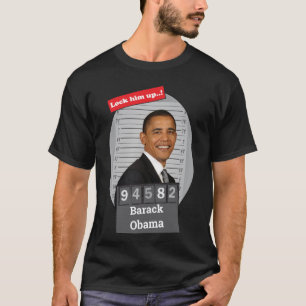 BARACK OBAMA 🤣 Funny Mugshot Novelty Lock Him Up  T-Shirt