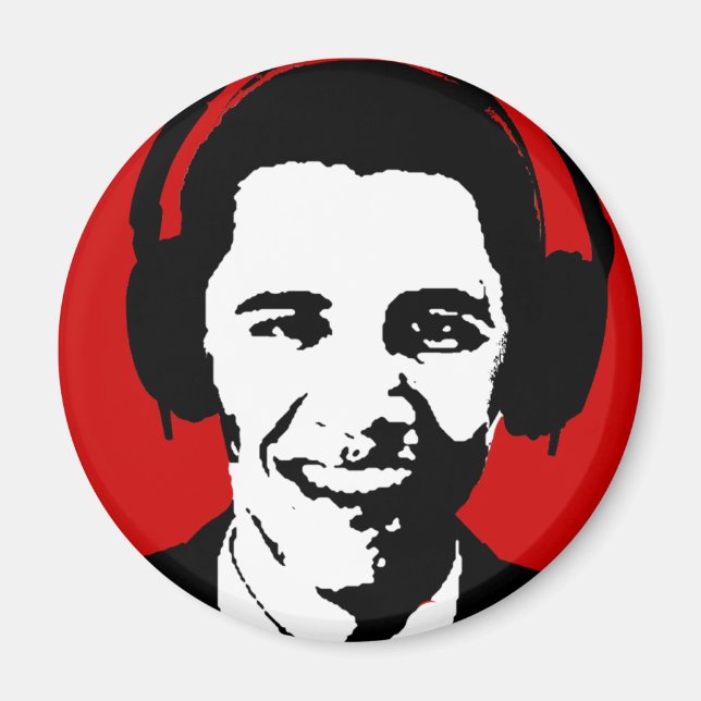 Barack Obama headphones Magnet (Front)