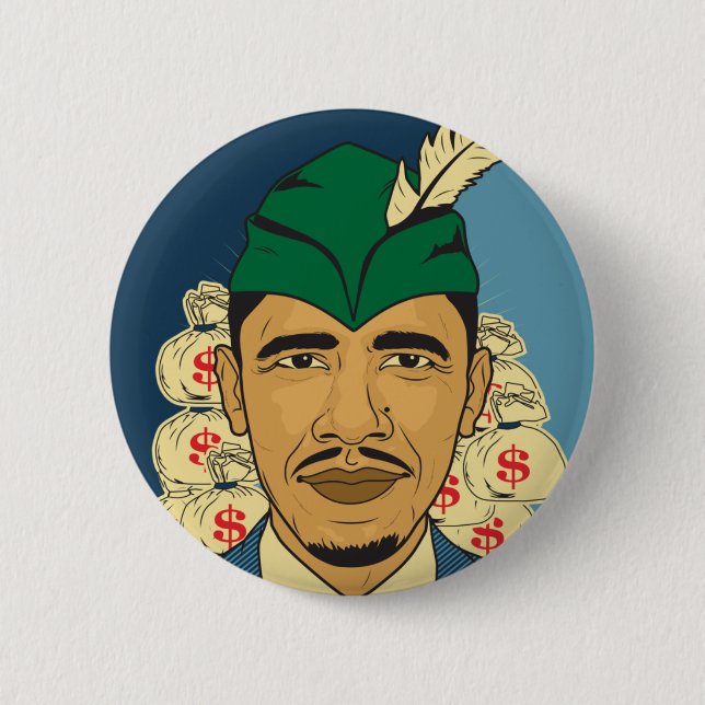 Barack Obama Hood Robin Hood Button Barrack Obama. (Front)