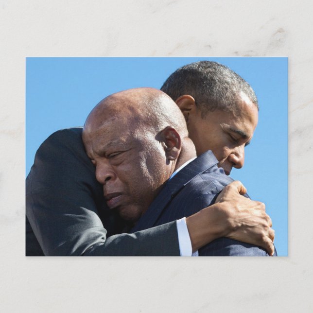 Barack Obama & John Lewis Hugging Postcard (Front)