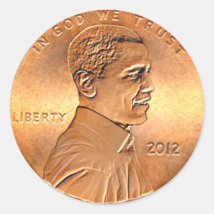 Barack Obama Penny 2012 Classic Round Sticker