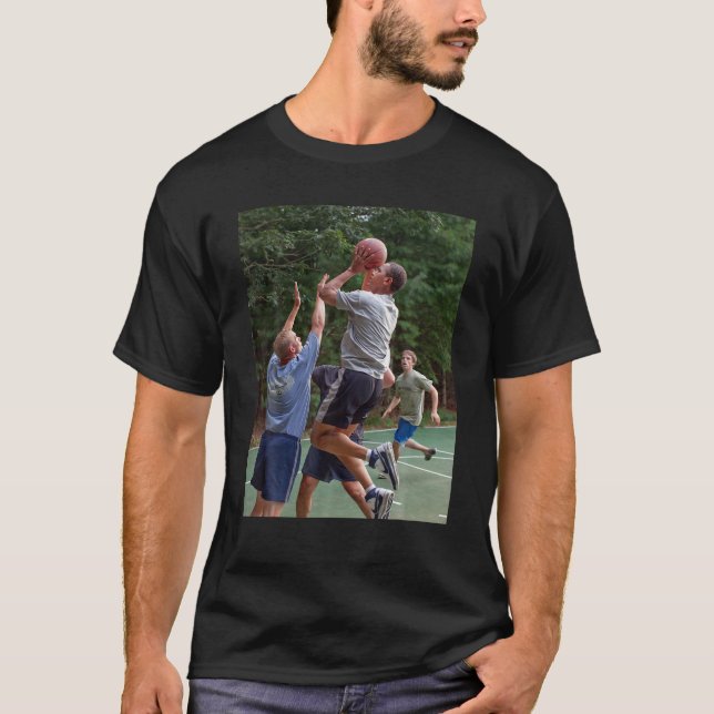 Barack Obama Playing Basketball T Shirt (Front)