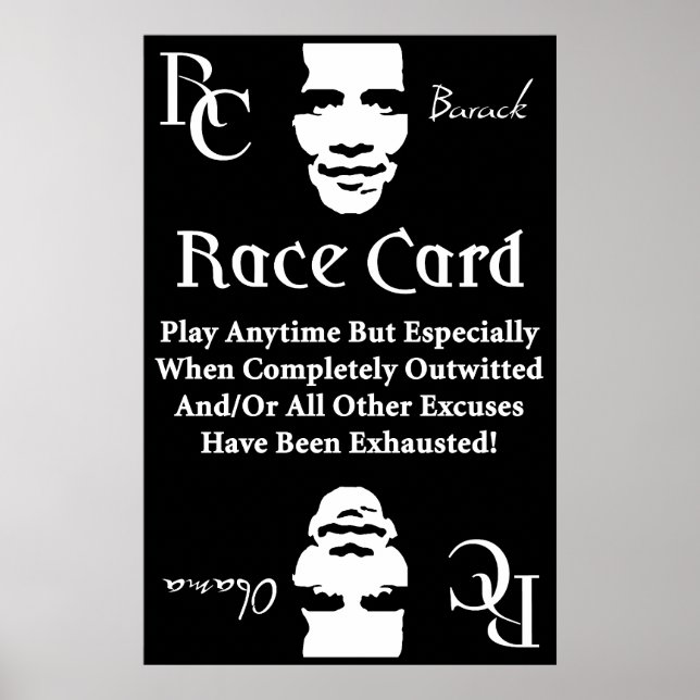 Barack Obama Race Card Poster (Front)