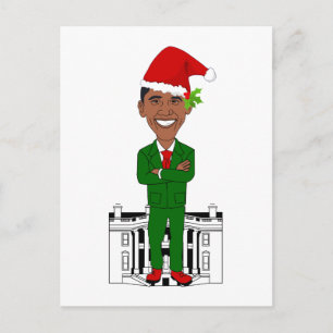 barack obama santa claus holiday postcard