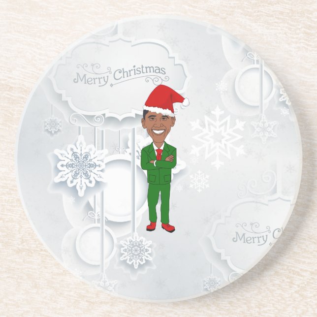 barack obama santa coaster (Front)