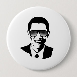 BARACK OBAMA SUNGLASSES STRIPES -.png 10 Cm Round Badge